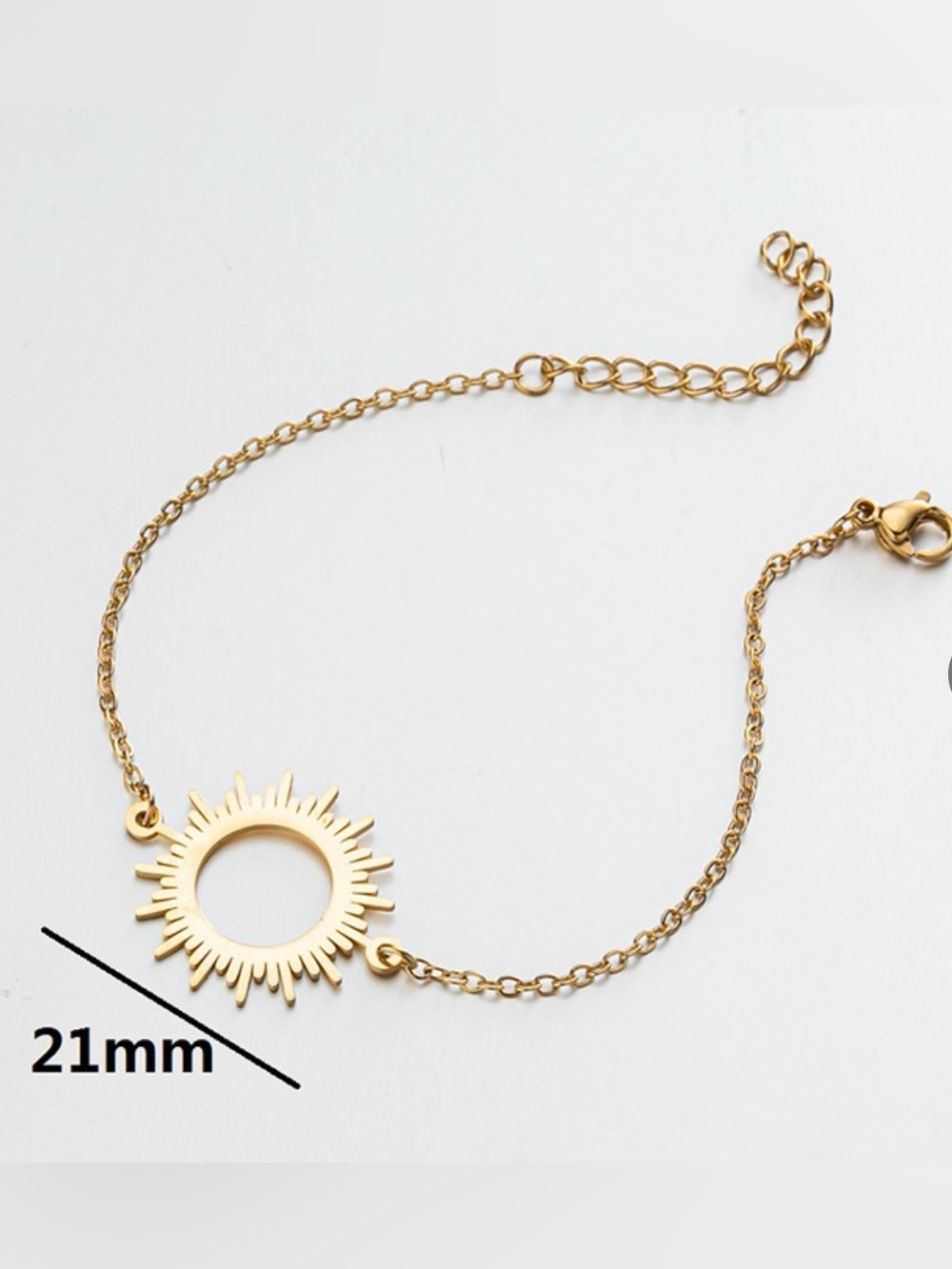 Gold Sunburst Chain Necklace - Stainless Steel